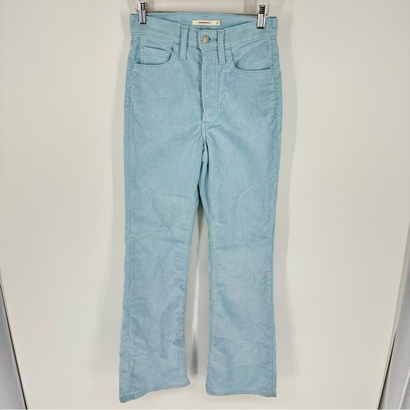 Levi Ribcage Boot High Rise Bootcut Baby Blue Corduroy Pants - Picture 1 of 3